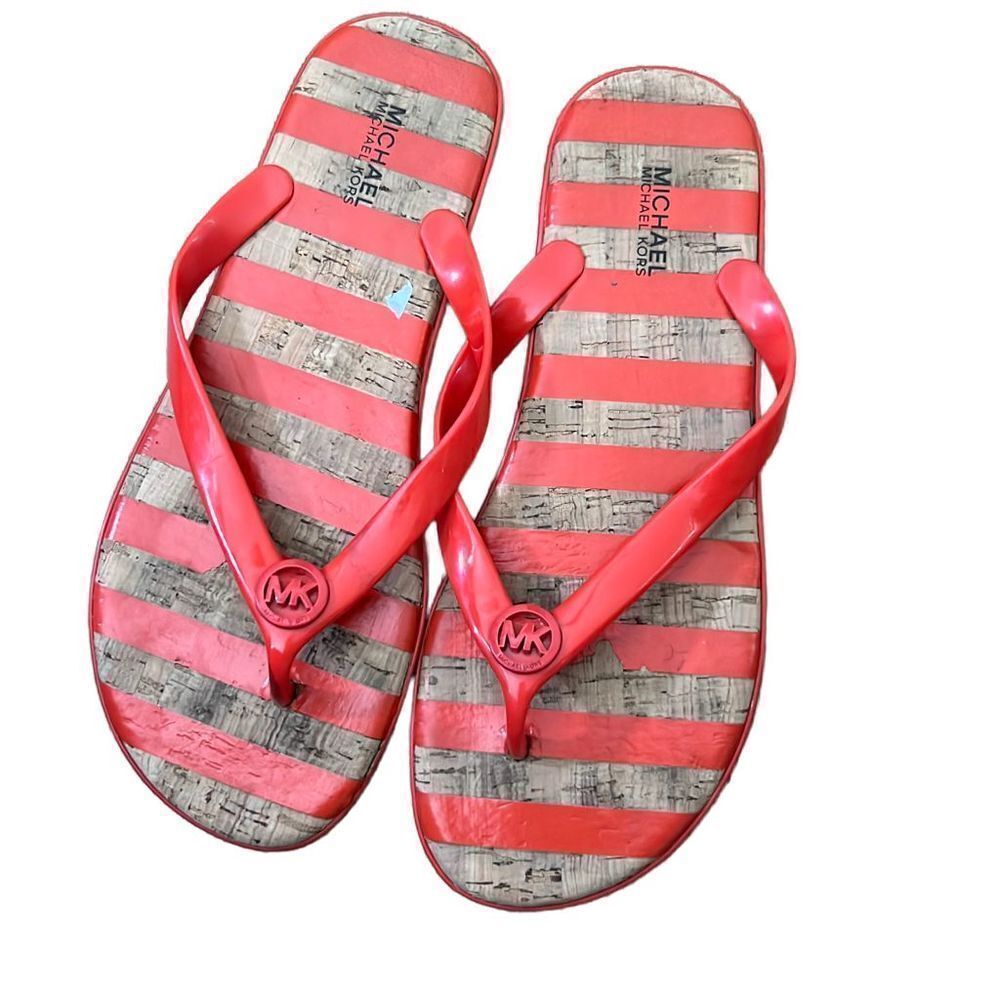 Mk Michael kors striped orange sandals Size 8